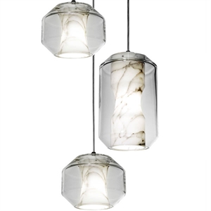 Lee Broom Chamber Light Hanglamp 3 Stuks Carrara Marmer/Kristal